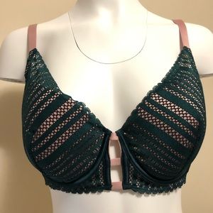 NWT Victoria’s Secret Green/Pink Plunge Bra 36DD